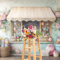 Aperturee - Aperturee Colorful Floral Eggs Store Bunny Easter Backdrop