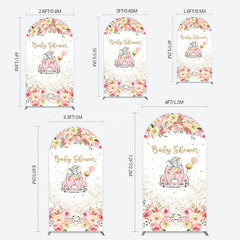 Aperturee - Aperturee Colorful Floral Elephant Baby Shower Arch Backdrop