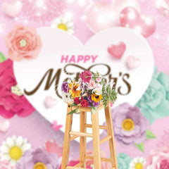 Aperturee - Aperturee Colorful Floral Lighted Happy Mothers Day Backdrop