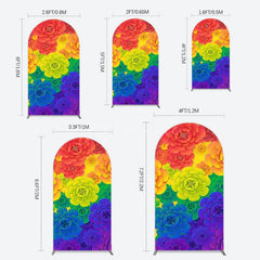 Aperturee - Aperturee Colorful Floral Pattern Birthday Party Arch Backdrop