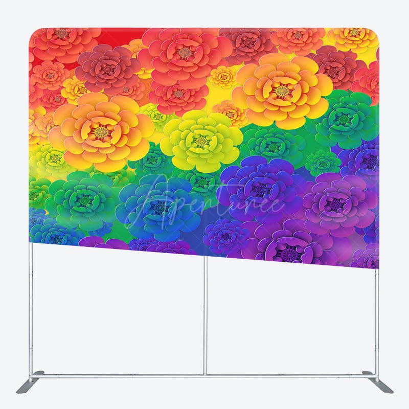 Aperturee - Aperturee Colorful Floral Pattern Birthday Pillow Case Backdrop