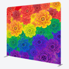 Aperturee - Aperturee Colorful Floral Pattern Birthday Pillow Case Backdrop