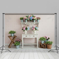 Aperturee - Aperturee Colorful Floral Retro Pink Wall Photography Backdrop