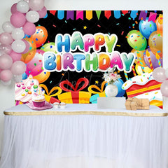 Aperturee - Aperturee Colorful Gift Balloon Ribbon Happy Birthday Backdrop