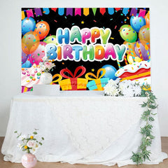 Aperturee - Aperturee Colorful Gift Balloon Ribbon Happy Birthday Backdrop