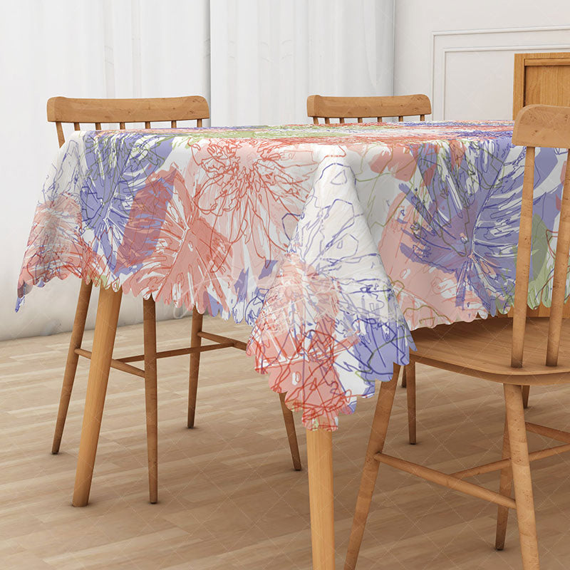 Aperturee - Aperturee Colorful Hawaiian Summer Rectangle Tablecloth with Tropical Leaves for Luau and Beach Party Decorations