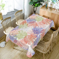 Aperturee - Aperturee Colorful Hawaiian Summer Rectangle Tablecloth with Tropical Leaves for Luau and Beach Party Decorations