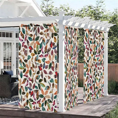 Aperturee - Aperturee Colorful Leaves Waterproof Printed Outdoor Curtains