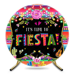 Aperturee - Aperturee Colorful Mexican Its Time To Fiesta Round Backdrop