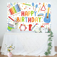 Aperturee - Aperturee Colorful Musical Instrument Happy Birthday Backdrop