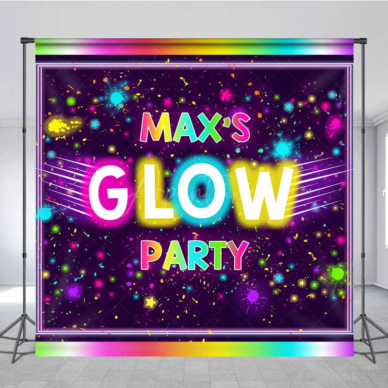 Aperturee - Aperturee Colorful Neon Custom Glow Party Birthday Backdrop