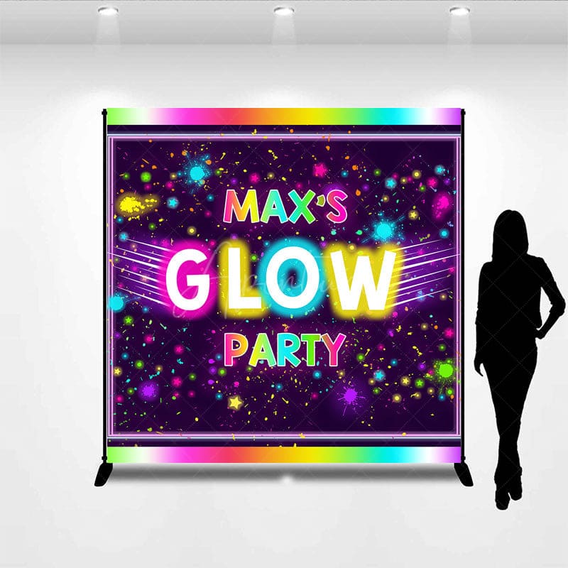 Aperturee - Aperturee Colorful Neon Custom Glow Party Birthday Backdrop