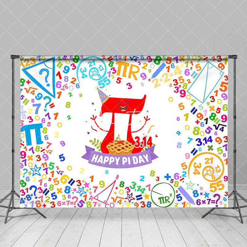 Aperturee - Aperturee Colorful Numbers Pie White Happy Pi Day Backdrop