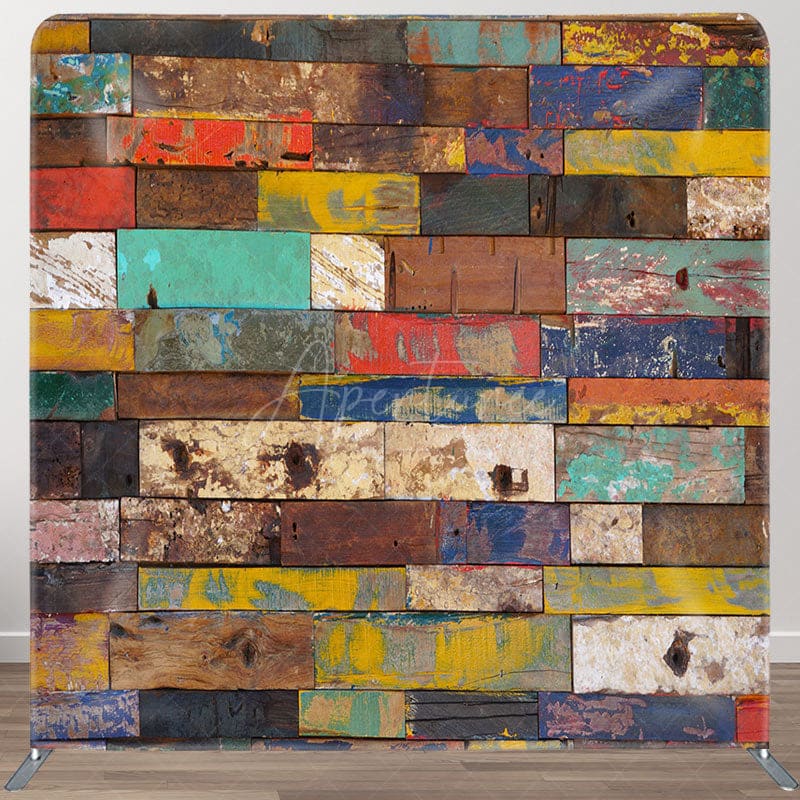 Aperturee - Aperturee Colorful Old Style Bricks Square Tension Backdrop
