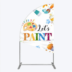 Aperturee - Aperturee Colorful Paint Palette and Brushes Half Moon Arch Backdrop Let’s Paint Art Party for Birthday Celebration
