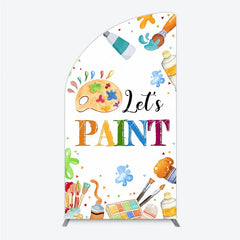 Aperturee - Aperturee Colorful Paint Palette and Brushes Half Moon Arch Backdrop Let’s Paint Art Party for Birthday Celebration