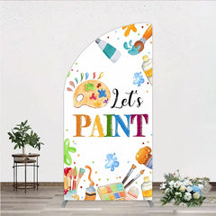 Aperturee - Aperturee Colorful Paint Palette and Brushes Half Moon Arch Backdrop Let’s Paint Art Party for Birthday Celebration