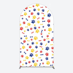 Aperturee - Aperturee Colorful Pet Paw Print Happy Birthday Arch Backdrop
