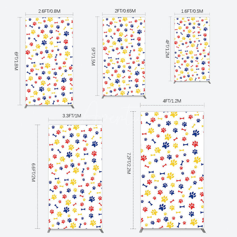 Aperturee - Aperturee Colorful Pet Paw Print Happy Birthday Rectangle Backdrop