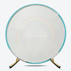 Aperturee - Aperturee Colorful Rainbow and Fluffy Clouds Round Backdrop Vibrant Blue Sky Theme for Baby Shower Birthday Party