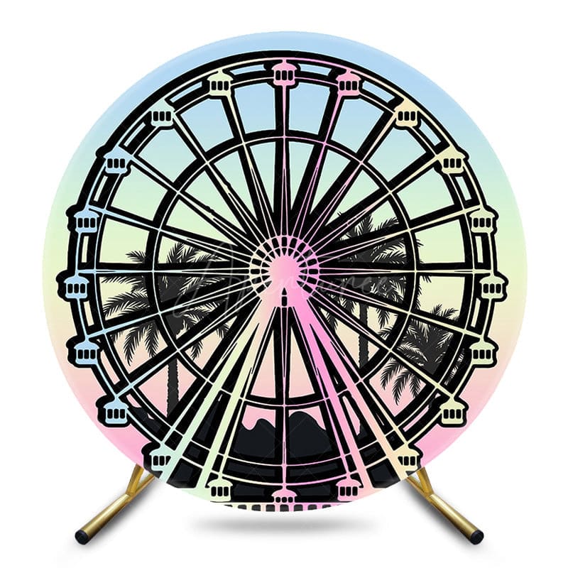 Aperturee - Aperturee Colorful Rainbow Sunset Ferris Wheel Round Backdrop
