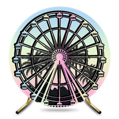 Aperturee - Aperturee Colorful Rainbow Sunset Ferris Wheel Round Backdrop