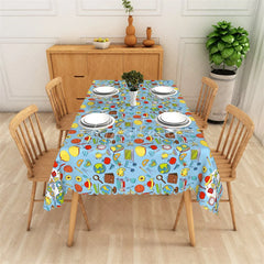 Aperturee - Aperturee Colorful School Supplies Pattern Rectangle Tablecloth Fun Educational Back to School Party Decor