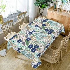 Aperturee - Aperturee Colorful Spring Plants Rectangle Tablecloth for Botanical Garden Party and Vibrant Kitchen Decor