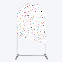 Aperturee - Aperturee Colorful Sprinkles Arch Backdrop White Confetti Donut Sweet Party Decor