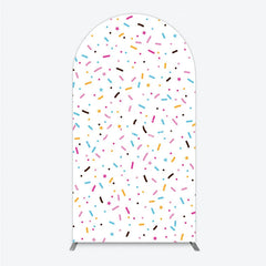 Aperturee - Aperturee Colorful Sprinkles Arch Backdrop White Confetti Donut Sweet Party Decor