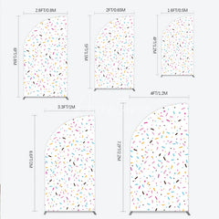 Aperturee - Aperturee Colorful Sprinkles Half Moon Arch Backdrop White Confetti Donut Sweet Party Decor