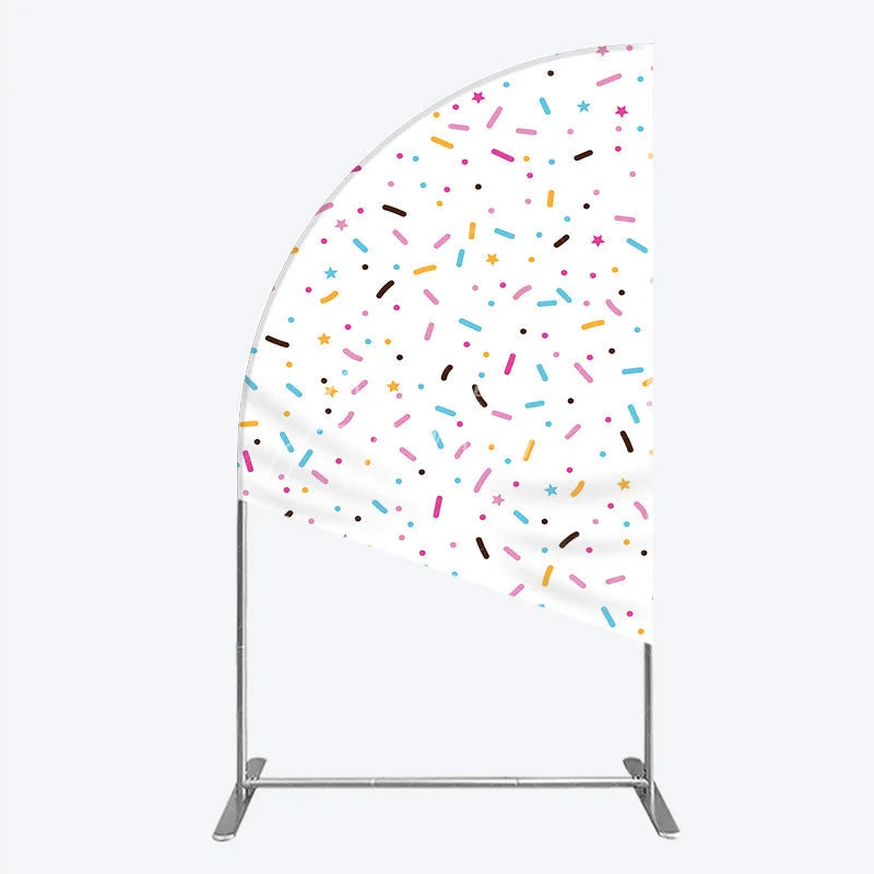 Aperturee - Aperturee Colorful Sprinkles Half Moon Arch Backdrop White Confetti Donut Sweet Party Decor