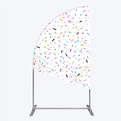 Aperturee - Aperturee Colorful Sprinkles Half Moon Arch Backdrop White Confetti Donut Sweet Party Decor
