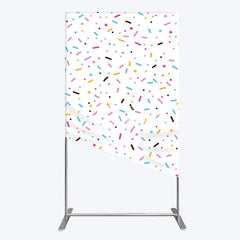 Aperturee - Aperturee Colorful Sprinkles Rectangle Backdrop White Confetti Donut Sweet Party Decor