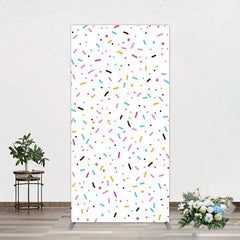 Aperturee - Aperturee Colorful Sprinkles Rectangle Backdrop White Confetti Donut Sweet Party Decor