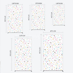 Aperturee - Aperturee Colorful Sprinkles Rectangle Backdrop White Confetti Donut Sweet Party Decor