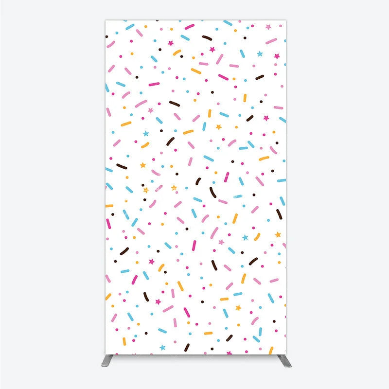 Aperturee - Aperturee Colorful Sprinkles Rectangle Backdrop White Confetti Donut Sweet Party Decor