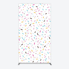 Aperturee - Aperturee Colorful Sprinkles Rectangle Backdrop White Confetti Donut Sweet Party Decor