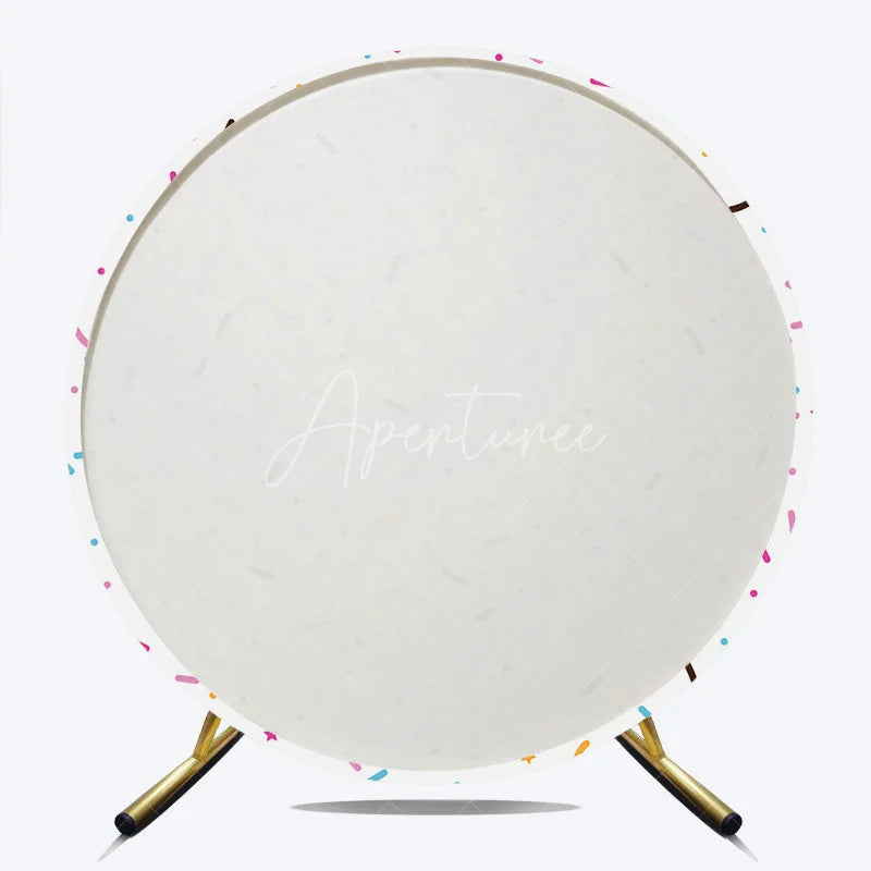 Aperturee - Aperturee Colorful Sprinkles Round Backdrop Donut Grow Up Party Ice Cream Sweet Shoppe Birthday Photo Prop
