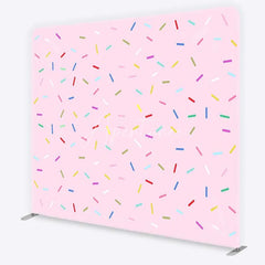 Aperturee - Aperturee Colorful Sprinkles Tension Fabric Backdrop Pink Sweet One Birthday and Cake Smash Party Decoration
