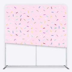 Aperturee - Aperturee Colorful Sprinkles Tension Fabric Backdrop Pink Sweet One Birthday and Cake Smash Party Decoration