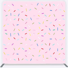 Aperturee - Aperturee Colorful Sprinkles Tension Fabric Backdrop Pink Sweet One Birthday and Cake Smash Party Decoration