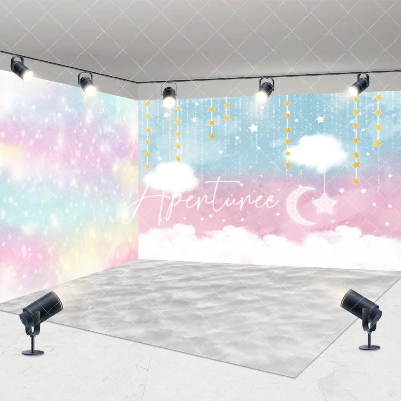 Aperturee - Aperturee Colorful Starry Cloud Sky Birthday Room Set Backdrop