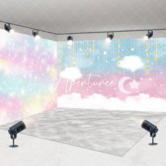 Aperturee - Aperturee Colorful Starry Cloud Sky Birthday Room Set Backdrop