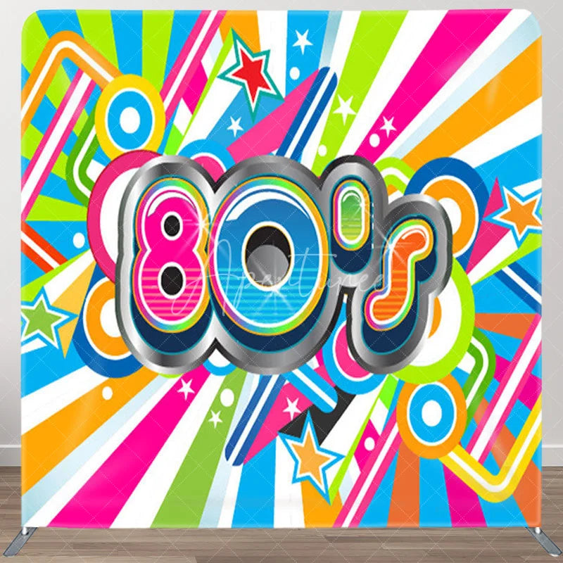 Aperturee - Aperturee Colorful Stripes 80S Style Birthday Party Backdrop Cover