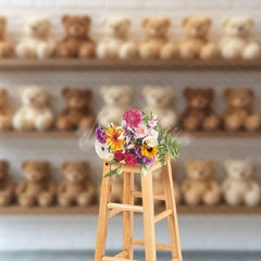 Aperturee - Aperturee Colorful Teddy Bears Display Cake Smash Backdrop