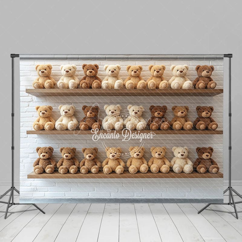 Aperturee - Aperturee Colorful Teddy Bears Display Cake Smash Backdrop