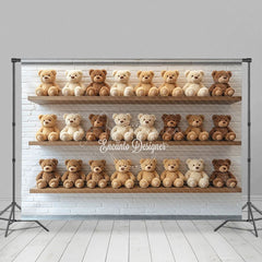 Aperturee - Aperturee Colorful Teddy Bears Display Cake Smash Backdrop