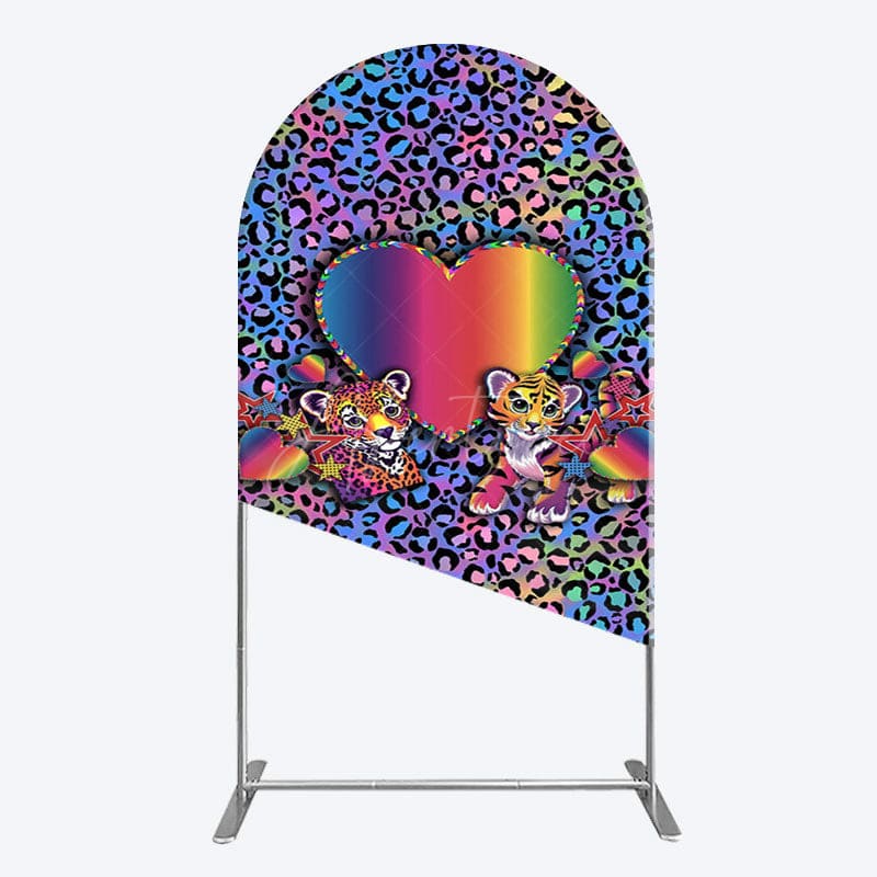 Aperturee - Aperturee Colorful Tiger Couple Heart Graffiti Arch Backdrop