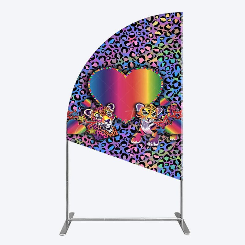 Aperturee - Aperturee Colorful Tiger Couple Heart Graffiti Half Moon Arch Backdrop